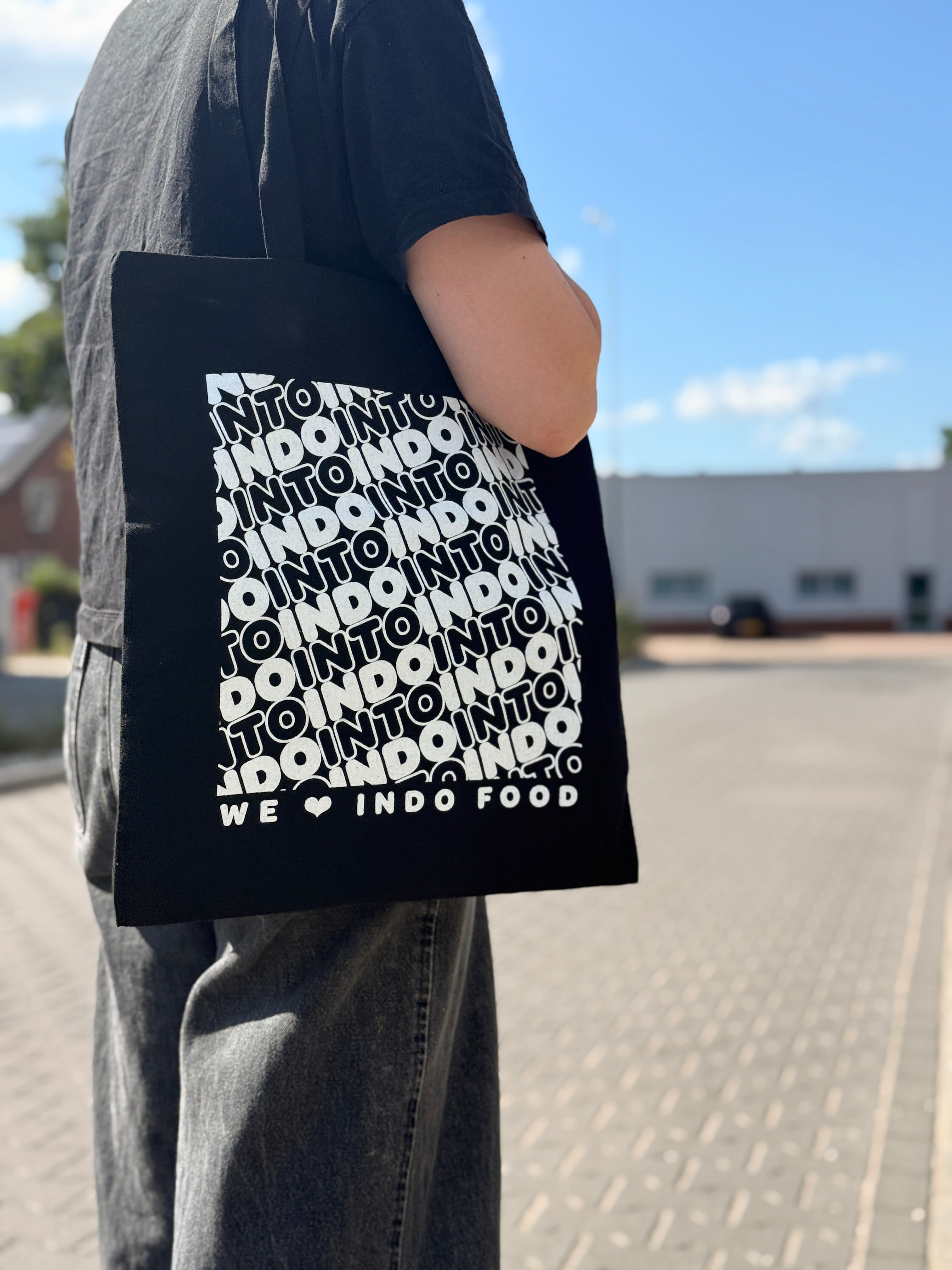 Katoenen "We Love Indo Food" shopper